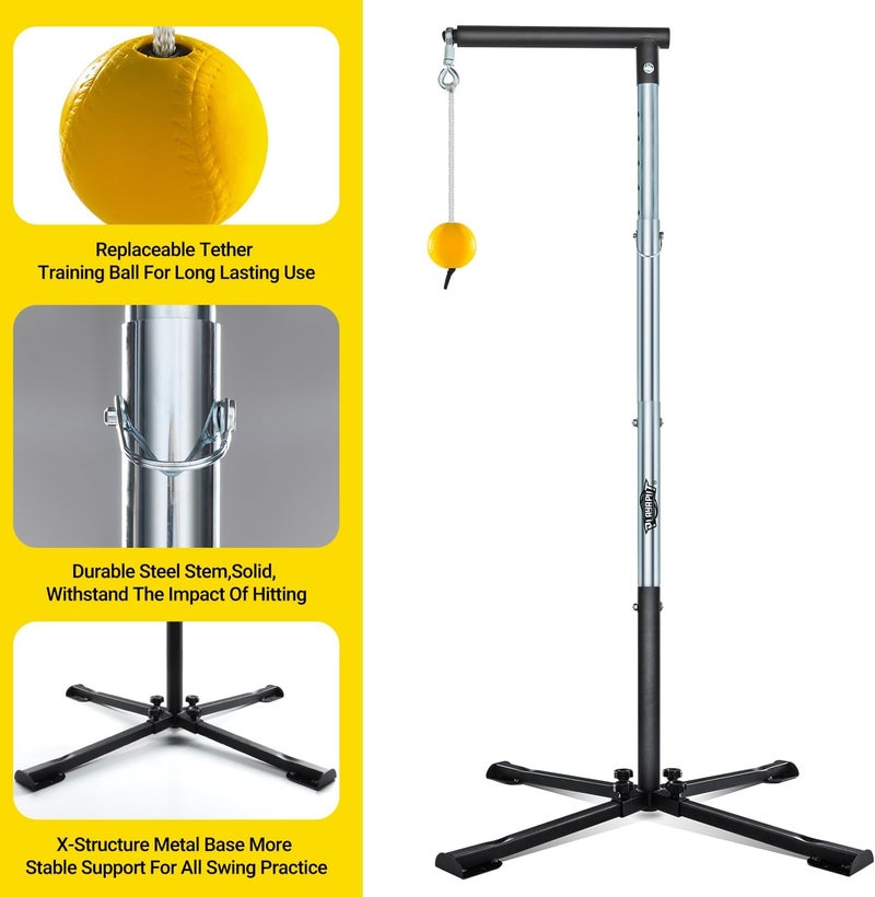 PLAYAPUT Baseball Softball Batting Tee with Tethered Ball, Auto Reset Baseball Swing Trainner, Softball Hitting Trainner, Height Adjustable 20-45 inches Hitting Tee Improve Swing Power,Accuracy - Image 3